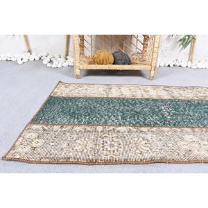 พรมวินเทจสไตล์ตุรกี ขนาด 1.9x4.3 ฟุต สีเบจ ลายต้นไม้และพืช พรมขนสัตว์ - Product Image 4