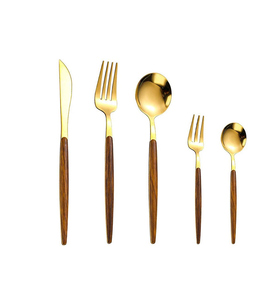 Offre Spéciale manche en bois couverts en acier inoxydable fourchette cuillère couteau ensemble de couverts qualité supérieure exigeant - Product Image 5