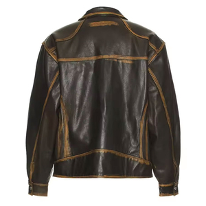 Mejor diseño de los hombres de cuero Otoño Invierno chaqueta transpirable chaquetas de cuero para los hombres a prueba de viento chaqueta de cuero de tamaño personalizado - Product Image 4