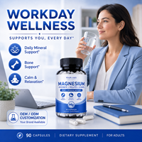 Capsules de glycinate de magnésium, malate et citrate – 90 unités – Soutien osseux et musculaire – Complément minéral pour le bien-être quotidien – Marque privée