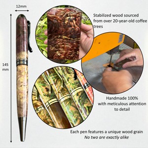 Bolígrafos de firma de madera estabilizados de gama alta, bolígrafo giratorio hecho a mano, colección de Aguamarina de lujo de 0,7mm, regalo único - Product Image 3