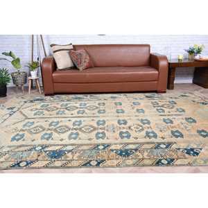 Alfombra Turca de 6.3x9.6 pies, Alfombra Grande Vintage, Alfombra de Lana con Estampado Animal Azul Marrón - Product Image 5