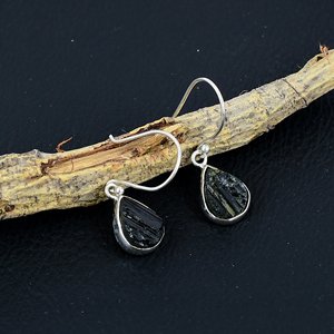 Black Tourmaline Gemstone Classic Style <b>Earrings</b> For Her Handmade Bohemian Style Jewelry Made From 925 <b>Solid</b> Sterling <b>Silver</b> - Product Image 1