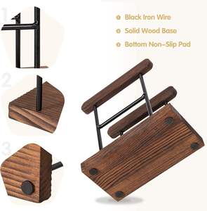 ที่ใส่กระดาษเช็ดปากทำจากไม้พร้อมลวดโลหะสีดำจัดกระดาษทิชชูแบบตั้งตรงสำหรับห้องครัวโต๊ะทานอาหารเย็นเคาน์เตอร์ร้านอาหาร - Product Image 4