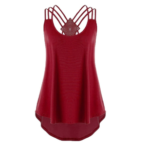 Livraison rapide nouveau rougeâtre hors épaule débardeur femmes à la mode décontracté Camisole chemise vêtements imprimé Blouse & Sexy haut court - Product Image 2