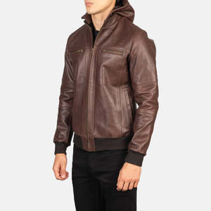Blouson aviateur réversible en cuir imperméable marron effet peau de vache – Tailles XS à 6XL, enduit et zippé, style universitaire, brodé en PU et Spandex - Product Image 2