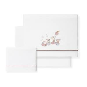 Juego de Ropa de Cama de 3 Piezas Modelo Jirafa para Cuna, Sábana de Bebé 100% Algodón con Técnica de Tejido y Diseño de Dibujos Animados - Product Image 1