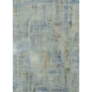 Tapis Uvenuti noué à la main en laine et soie de bambou, motif abstrait bleu, pour la maison, la chambre, le couloir, modèle rectangulaire patchwork LRB-1502 - Product Image 1