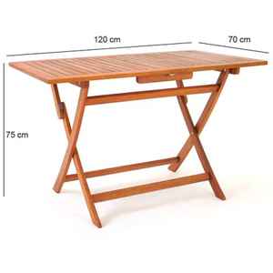 Ensemble de salle à manger de jardin pliable en teck massif Larisa avec finition naturelle pour l'extérieur - Product Image 6