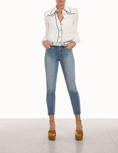 Haute qualité mode nouveautés mode bleu marine denim tuyau de poêle jean jambe large femmes poches arrière jean femmes en gros - Product Image 4