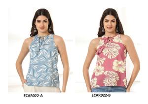 Top Kurti de rayón de algodón corto vibrante para mujer, diseño moderno Indo occidental, moda ligera de verano, Exportación lista desde la India - Product Image 2