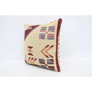 Coussin en Laine Jaune de 16x16 Pouces, Motif Carré Vintage Géométrique de Luxe, Tissu Tricoté Tissé Doux, Coussin Décoratif pour la Maison - Product Image 4