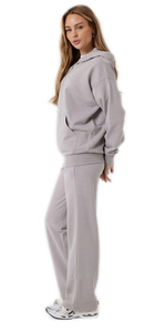 Jersey informal de talla grande personalizable para mujer, Sudadera con capucha de patrón sólido, conjunto de chándal con cremallera, opciones OEM - Product Image 3