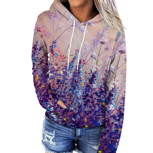 Servicio OEM Sublimación personalizada Impresión de flores Sudaderas con capucha Sublimación de poliéster para mujeres Sudaderas con capucha - Product Image 4