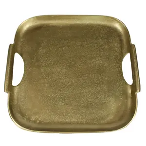 Bandeja Decorativa de Metal Hecha a Mano para Decoración, Bandeja de Metal de Decoración Clásica con Terciopelo y Decoración de Cristal, Hecha por Zahid Exports India - Product Image 3