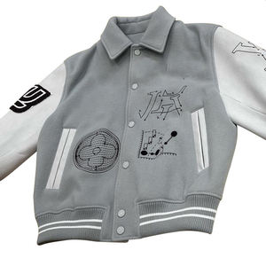OEM Custom Woolen Varsity Baseball Jacket for Men High Street Style <b>Stand</b> Collar Front Logo Winter Season Jacket For Men - Product Image 4