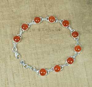 Exquisita pulsera de plata de ley 925 hecha a mano diseñador cornalina roja piedra preciosa personalizada para mujeres excelente calidad boda - Product Image 1