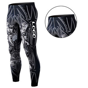 Compresión transpirable Spandex/poliéster mallas para correr hombres gimnasio entrenamiento pantalones Leggings Fitness ropa deportiva de longitud completa - Product Image 2