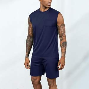 Nouveau été hommes décontracté respirant 2 pièces Shorts ensembles manches courtes T-Shirt Shorts survêtement ensemble vêtements pour hommes 2 pièces ensembles - Product Image 6