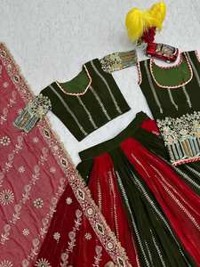 Vêtements de mariée indiens en gros, entièrement cousus, en georgette, Ghagra Choli pour mariage et fête - Product Image 5