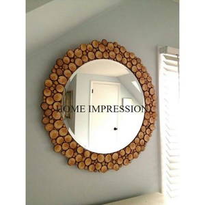 High Standard Quality Material Top Rated Round Shape Unique Fancy Designer Wall <b>Decorative</b> Mirror Supplies From Indian Supplier - Product Image 1