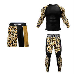 2026 Custom Unisex Knitted Wrestling Set T-shirts+shorts Heat-Transfer <b>Printed</b> Breathable Anti-UV Spandex/Polyester Rashguard - Product Image 3