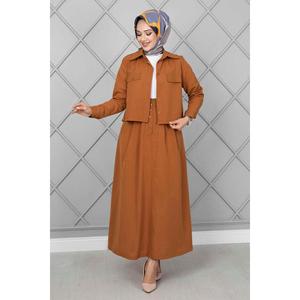 Detalle de bolsillo Falda Traje de 2 piezas Tan - Product Image 4