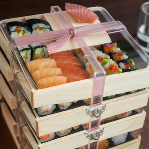 Boîte à bento en bambou en bois personnalisable de qualité supérieure emballage de service de cuisine japonaise élégante planche de service à sushi personnalisable - Product Image 2