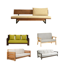 Canapé d'extérieur et d'intérieur de style moderne, design contemporain, canapé simple ou en ensemble, meubles avec structure en teck massif, matériau écologique, décoration intérieure