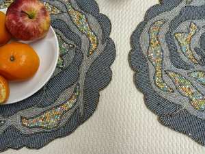 Handmade Luxury <b>Beaded</b> Charger for Dining Unique Holiday Decor; for Housewarming <b>Beaded</b> <b>Placemat</b> - Product Image 6