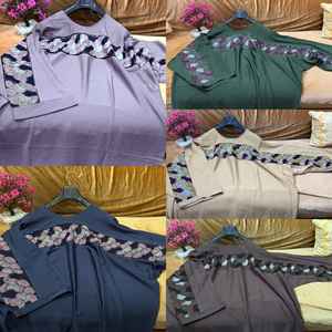 ชุดเดรสดูไบงานปักลายด้วยด้ายและหินทรงแบ็กกี้ของผู้หญิงแบบสุภาพเรียบร้อยผ้าระบายอากาศได้ดี - Product Image 3