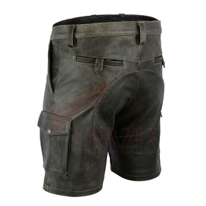 Wholesale Casual Cargo <b>Shorts</b> for <b>Men</b> Custom Design Eco-Friendly <b>Leather</b> Black/Gold/Green Plaid Pattern for Outdoor Wear - Product Image 2