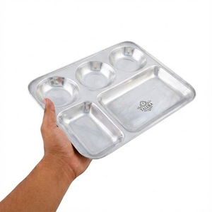 Assiettes rondes compartimentées en acier inoxydable pour la restauration et la maison – Vente en gros - Product Image 1
