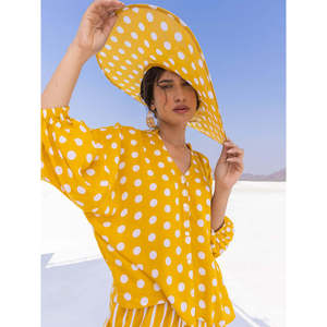Gorra de Visera de Algodón con Puntos Amarillos - Product Image 3