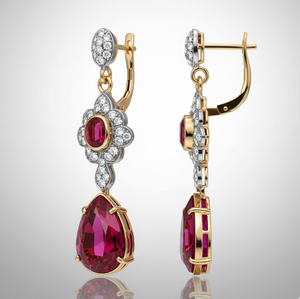 Boucles d'oreilles en argent sterling 925 plaqué or 18 carats, grenat hydro ovale 12x16 et CZ, cadeau de mariage pour elle à prix de gros - Product Image 1