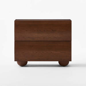 Modern Acacia Walnut Nightstand with Minimalistic Smart <b>Storage</b> Decorative Night Table for Bedroom Living Room or Hospital - Product Image 1