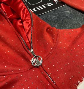 Ensemble de jogging 2 pièces pour hommes, sweat à capuche zippé en molleton de coton avec strass, pantalons de survêtement, survêtements, vêtements d'hiver en gros - Product Image 6