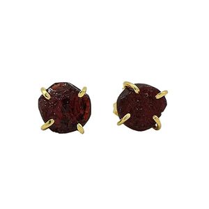Juego de pendientes de piedra de nacimiento hechos a mano granate de 8-10mm, joyería de moda con chapado en oro, piedras preciosas crudas y Juego de puntas elegantes - Product Image 1