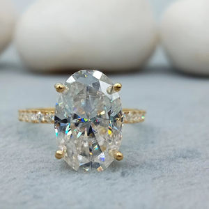 Joyería fina 14K Oro amarillo sólido Forma ovalada Anillo de compromiso de diamantes 2,0 CT Blanco VVS Lab Grown Wedding Set Ring - Product Image 1