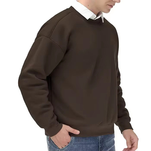 Venta al por mayor 100% algodón Terry sudaderas logotipo personalizado bordado en blanco hombres sudadera de gran tamaño de cuello redondo sudaderas con capucha - Product Image 5