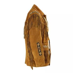 Chaqueta de cuero de ante de vaquero de invierno para hombre con flecos estilo elegante y acogedor - Product Image 6