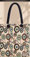 Sac fourre-tout vintage DAFNI BIG PAZAR en toile unie à motif œil, fermeture éclair, doublure en coton brodé, toutes saisons, pour le shopping