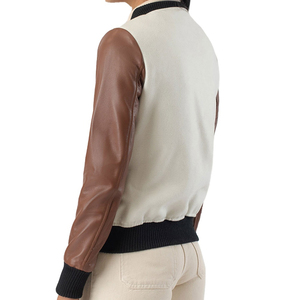 Veste universitaire femmes lycée à la mode dames vestes universitaires en blanc et marron tendance fantaisie vestes de baseball pour les filles - Product Image 3
