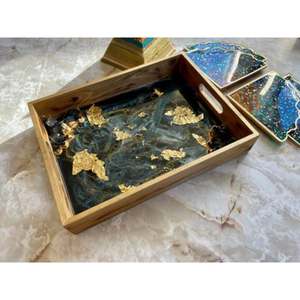 Plateau de service en résine au design classique fait à la main, pièce unique pour articles ménagers et hôtels à très rythme - Product Image 5