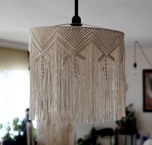 Lampe suspendue en macramé en coton fabriquée à la main par des artisans indiens, style bohème, couleur naturelle, câblage de haute qualité, prise personnalisée, décoration intérieure - Product Image 2