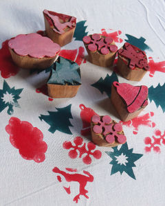 Bloc d'impression en bois de Noël |   Blocs d'impression indiens pour tissu, papier et argile - Product Image 1