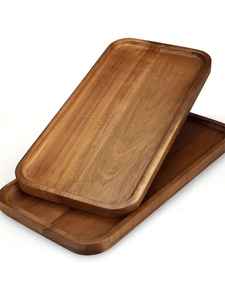Vente en gros à bas prix de plateau de service en bois avec poignée-plateaux de service décoratifs pour le café de nidification alimentaire - Product Image 4