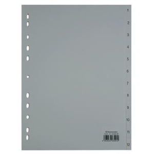 Soennecken DIN A4 1-12 Polypropylene Grey Number Register Desktop & <b>Drawer</b> Organizer - Product Image 1
