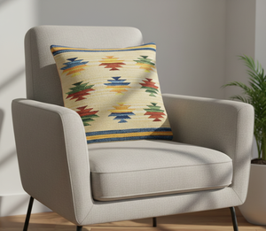 Funda de Cojín Cuadrada Moderna de Algodón Tejido a Mano con Diseño Floral, Cierre de Cremallera, Lavable, Beige, Personalizable, con Costuras para Hotel - Product Image 4