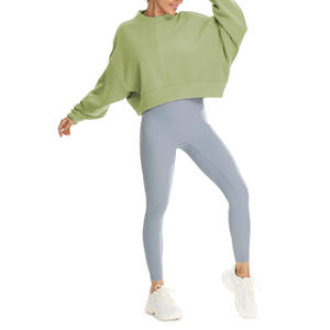 Sudadera de cuello redondo recortada Yoga gimnasio entrenamiento impresión personalizada pulóver Streetwear bordado Logo sudadera para mujer de punto - Product Image 1